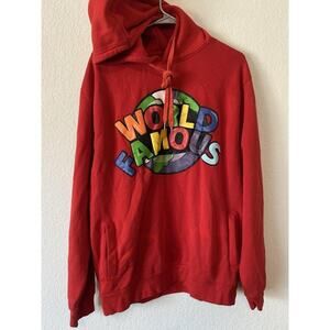 Evolution in Design World Is Famous Kids Hoodie Red w/ Graphics Size XL
